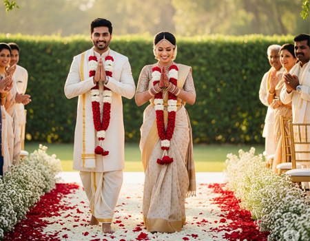 Their family stands around them, the groom included, on their special day, radiating love and joy.
