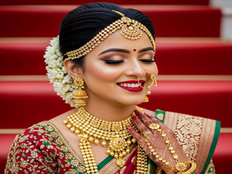 A bride receiving makeup from an artist, showcasing a moment of preparation for her special day.