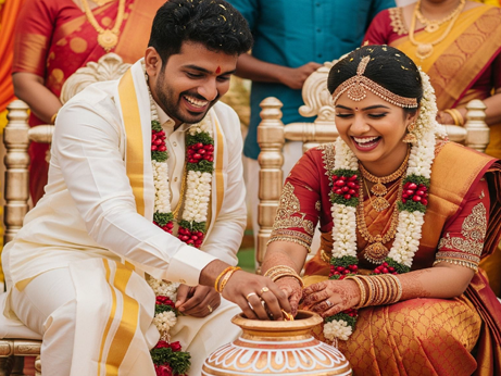 The live band creates a joyful atmosphere with their music and celebration at the wedding ceremony.